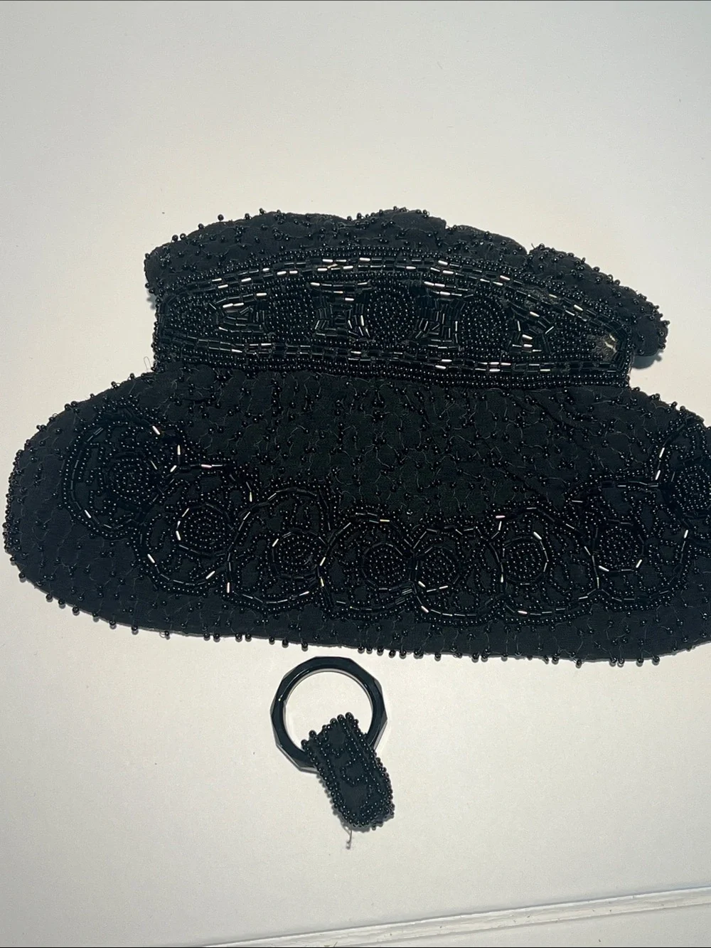 1940s Vintage Evening Clutch Black Beaded Made in Belgium